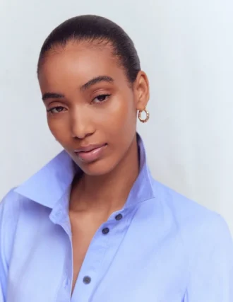 Puff Sleeve Oxford Shirt French Blue