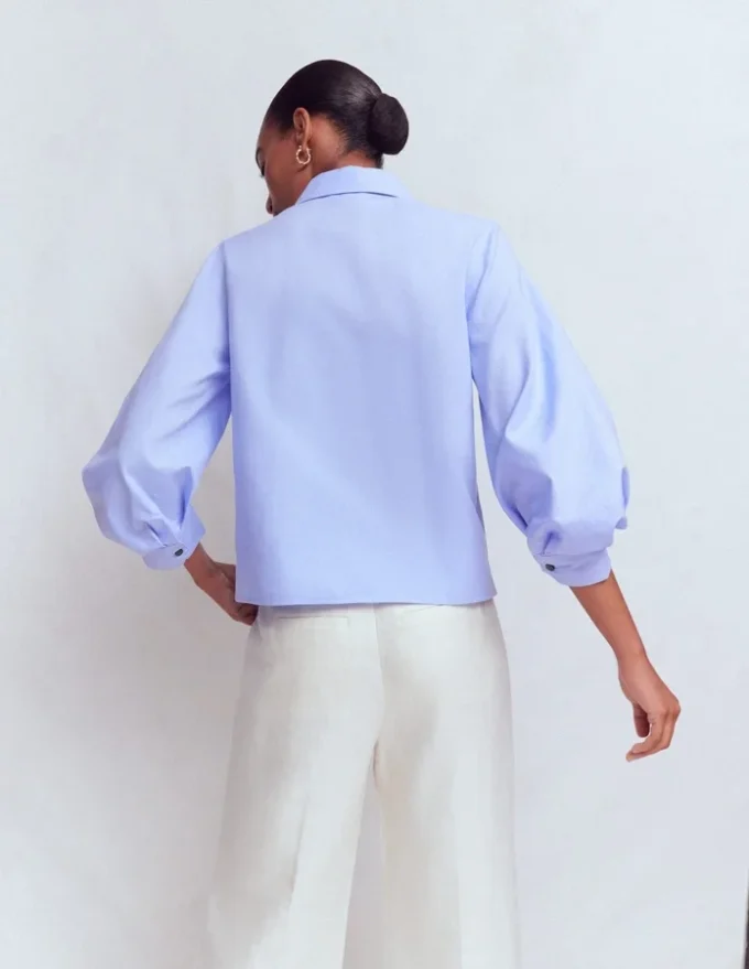 Puff Sleeve Oxford Shirt French Blue Puff Sleeve Oxford Shirt French Blue