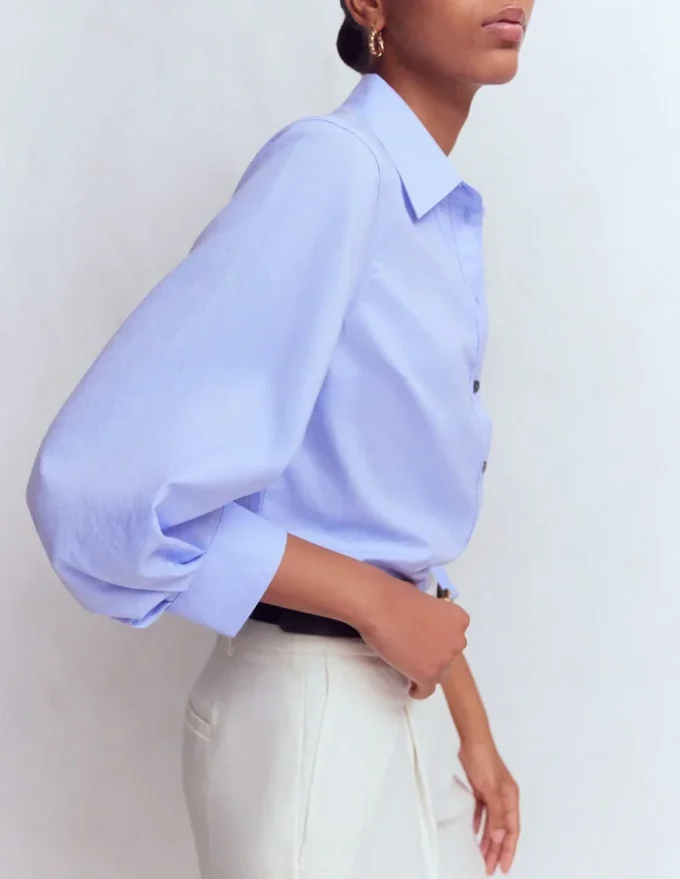 Puff Sleeve Oxford Shirt French Blue Puff Sleeve Oxford Shirt French Blue