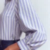 Puff Sleeve Oxford Shirt Navy, Ivory Stripe Puff Sleeve Oxford Shirt Navy, Ivory Stripe