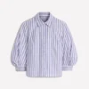 Puff Sleeve Oxford Shirt Navy, Ivory Stripe Puff Sleeve Oxford Shirt Navy, Ivory Stripe