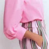 Puff Sleeve Oxford Shirt Pink Puff Sleeve Oxford Shirt Pink