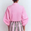 Puff Sleeve Oxford Shirt Pink Puff Sleeve Oxford Shirt Pink
