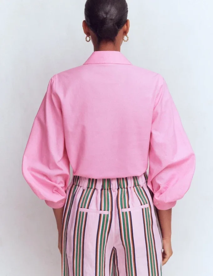 Puff Sleeve Oxford Shirt Pink Puff Sleeve Oxford Shirt Pink