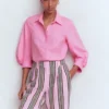 Puff Sleeve Oxford Shirt Pink Puff Sleeve Oxford Shirt Pink
