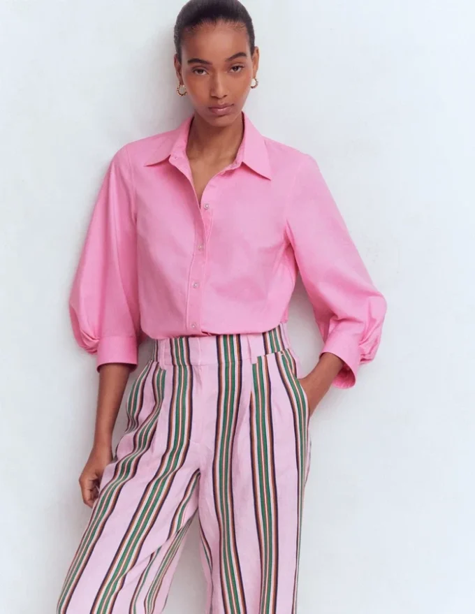 Puff Sleeve Oxford Shirt Pink Puff Sleeve Oxford Shirt Pink