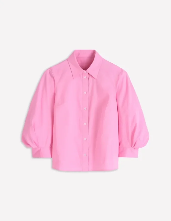 Puff Sleeve Oxford Shirt Pink Puff Sleeve Oxford Shirt Pink