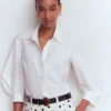 Puff Sleeve Oxford Shirt White Puff Sleeve Oxford Shirt White
