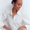 Puff Sleeve Oxford Shirt White Puff Sleeve Oxford Shirt White