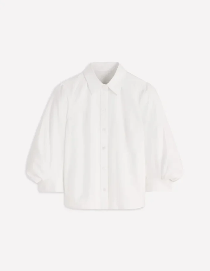 Puff Sleeve Oxford Shirt White Puff Sleeve Oxford Shirt White
