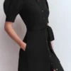 Puff Sleeve Ponte Shirt Dress Black Puff Sleeve Ponte Shirt Dress Black