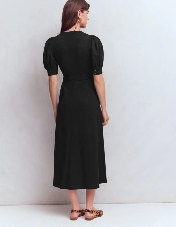 Puff Sleeve Ponte Shirt Dress Black Puff Sleeve Ponte Shirt Dress Black