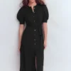 Puff Sleeve Ponte Shirt Dress Black Puff Sleeve Ponte Shirt Dress Black