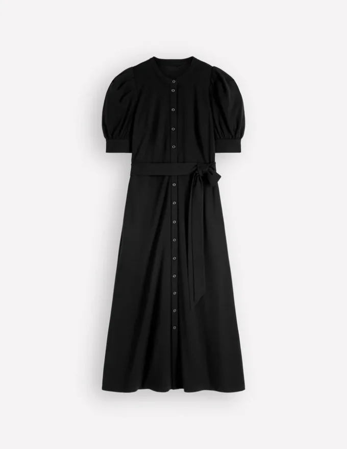 Puff Sleeve Ponte Shirt Dress Black Puff Sleeve Ponte Shirt Dress Black