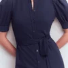 Puff Sleeve Ponte Shirt Dress Navy Puff Sleeve Ponte Shirt Dress Navy
