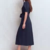 Puff Sleeve Ponte Shirt Dress Navy Puff Sleeve Ponte Shirt Dress Navy