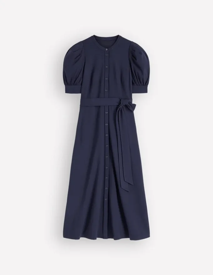 Puff Sleeve Ponte Shirt Dress Navy Puff Sleeve Ponte Shirt Dress Navy