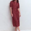 Puff Sleeve Ponte Shirt Dress Red Pear, Painted Dot Puff Sleeve Ponte Shirt Dress Red Pear, Painted Dot