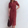 Puff Sleeve Ponte Shirt Dress Red Pear, Painted Dot Puff Sleeve Ponte Shirt Dress Red Pear, Painted Dot