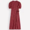 Puff Sleeve Ponte Shirt Dress Red Pear, Painted Dot Puff Sleeve Ponte Shirt Dress Red Pear, Painted Dot