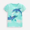 Puff Sleeve Superstitch Top Blue Dolphins Puff Sleeve Superstitch Top Blue Dolphins
