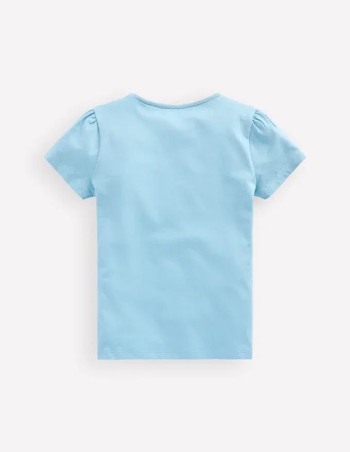 Puff Sleeve Superstitch Top Blue Flower Bunches