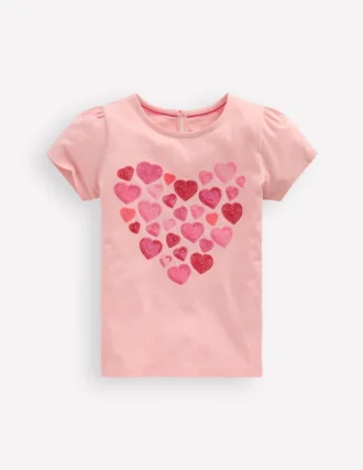 Puff Sleeve Superstitch Top Chalk Pink Hearts