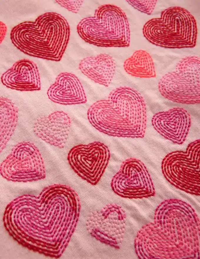 Puff Sleeve Superstitch Top Chalk Pink Hearts Puff Sleeve Superstitch Top Chalk Pink Hearts