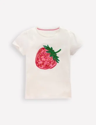 Puff Sleeve Superstitch Top Coconut Milk Strawberry