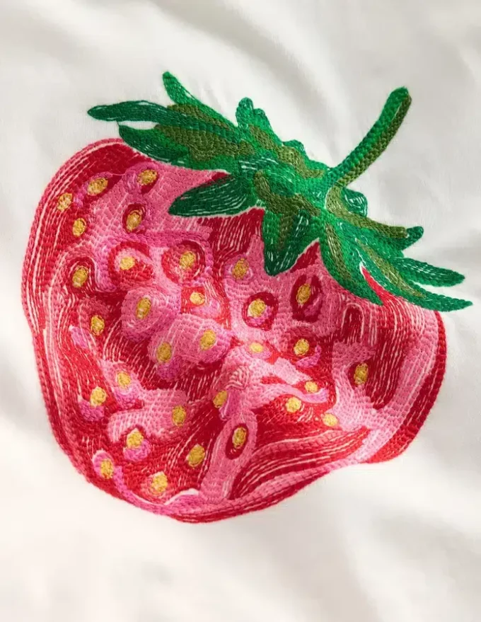 Puff Sleeve Superstitch Top Coconut Milk Strawberry Puff Sleeve Superstitch Top Coconut Milk Strawberry
