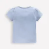 Puff Sleeve Superstitch Top Misty Blue Turtles