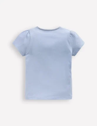 Puff Sleeve Superstitch Top Misty Blue Turtles