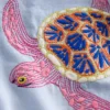Puff Sleeve Superstitch Top Misty Blue Turtles