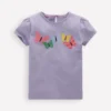Puff Sleeve Superstitch Top Purple Butterflies Puff Sleeve Superstitch Top Purple Butterflies
