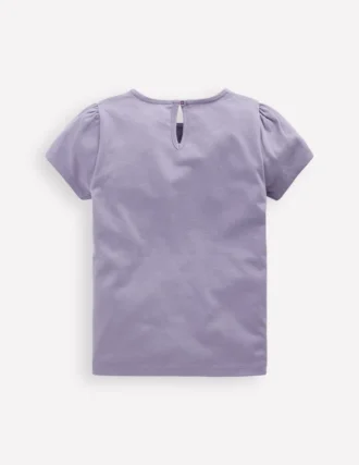 Puff Sleeve Superstitch Top Purple Butterflies