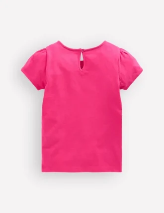 Puff Sleeve Superstitch Top Raspberry Pink Leopard