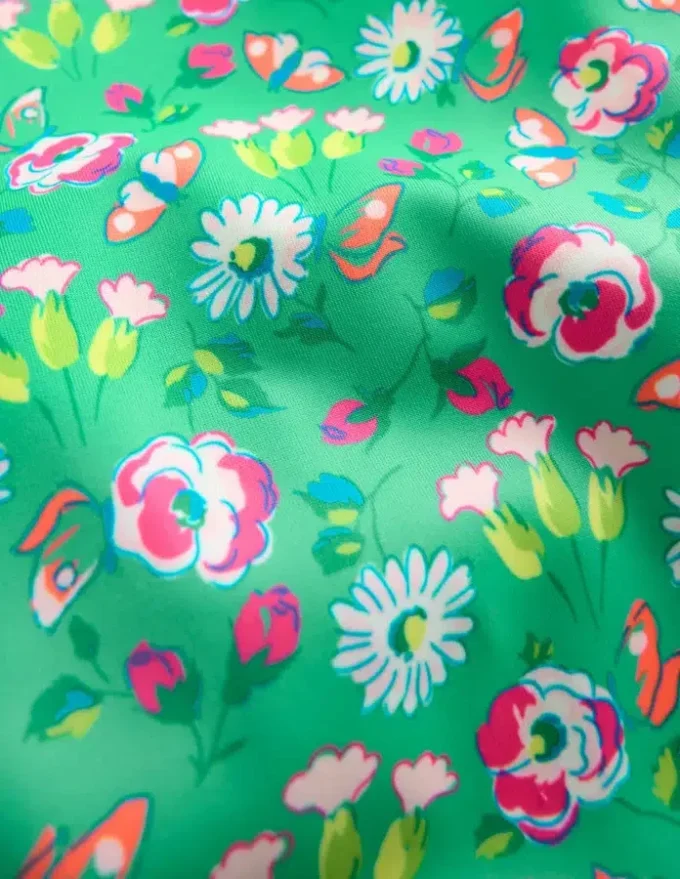 Puff Sleeve Swimsuit Aquamarine Butterfly Floral Puff Sleeve Swimsuit Aquamarine Butterfly Floral