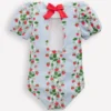 Puff Sleeve Swimsuit Misty Blue Strawberry Vine Puff Sleeve Swimsuit Misty Blue Strawberry Vine