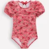 Puff Sleeve Swimsuit Salmon Pink Meadow Floral Puff Sleeve Swimsuit Salmon Pink Meadow Floral