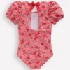 Puff Sleeve Swimsuit Salmon Pink Meadow Floral Puff Sleeve Swimsuit Salmon Pink Meadow Floral