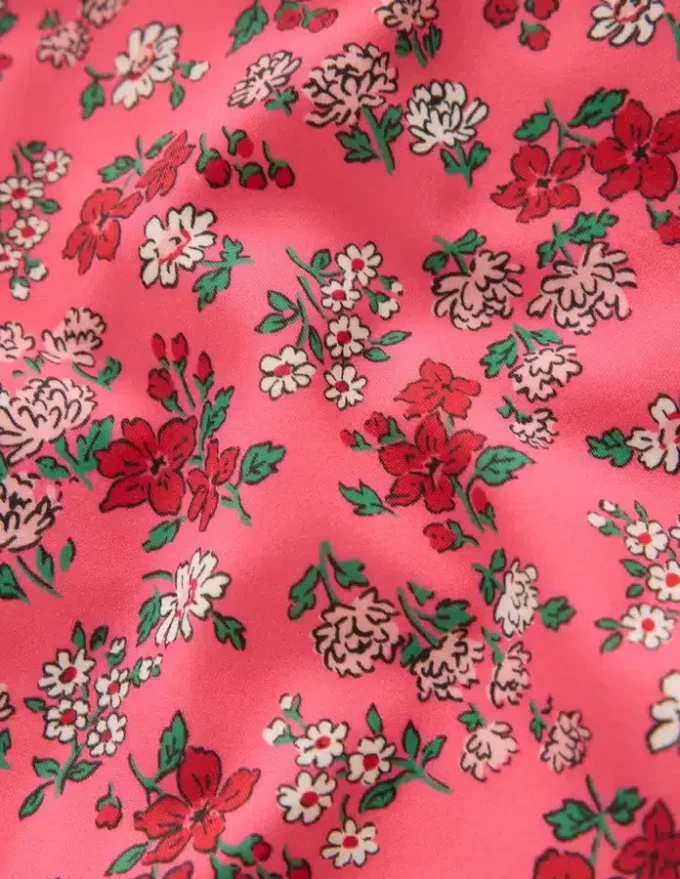 Puff Sleeve Swimsuit Salmon Pink Meadow Floral Puff Sleeve Swimsuit Salmon Pink Meadow Floral