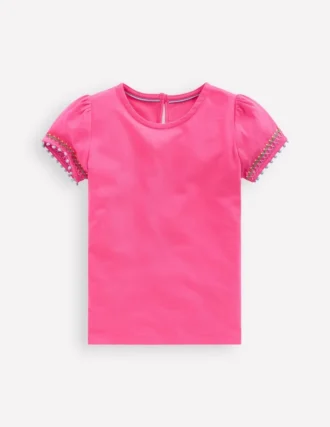 Puff Sleeve T-shirt Flamingo Pink