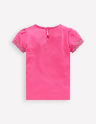 Puff Sleeve T-shirt Flamingo Pink