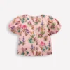 Puff Sleeve Woven Top Pink Floral