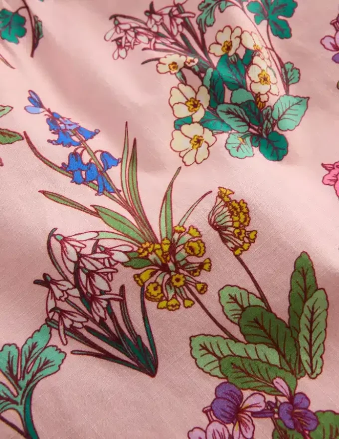 Puff Sleeve Woven Top Pink Floral