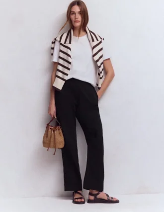 Pull On Double Cloth Pants Black