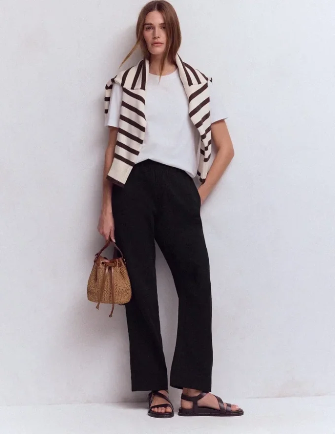 Pull On Double Cloth Pants Black Pull On Double Cloth Pants Black