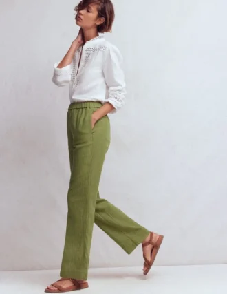 Pull On Double Cloth Pants Olive Green