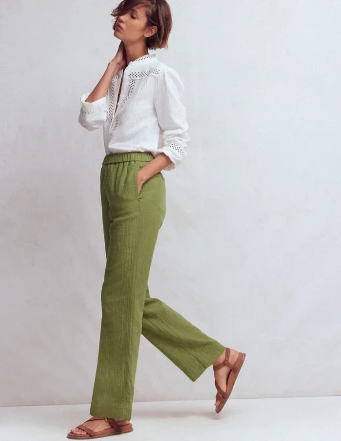 Pull On Double Cloth Pants Olive Green Pull On Double Cloth Pants Olive Green