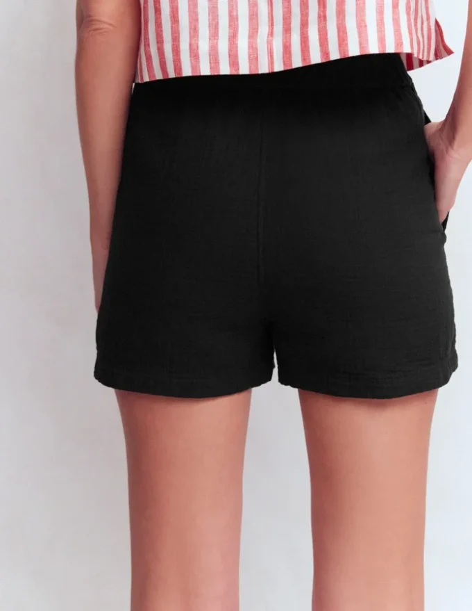 Pull On Double Cloth Shorts Black